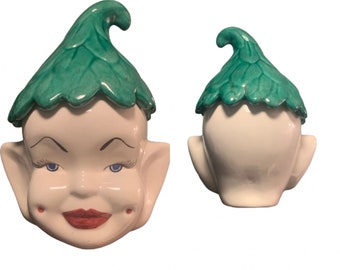 Ceramic Pixie Elf Cookie Jar // 1980s Handmade Vintage Home Storage