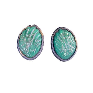 Green Molded Lucite Confetti Earrings