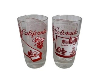 Colorado California State Song Tumbler Souvenir Glasses Set of Two