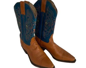 Tony Lama Embroidered Leather Western Cowboy Boots Gender Neutral Size 7.5