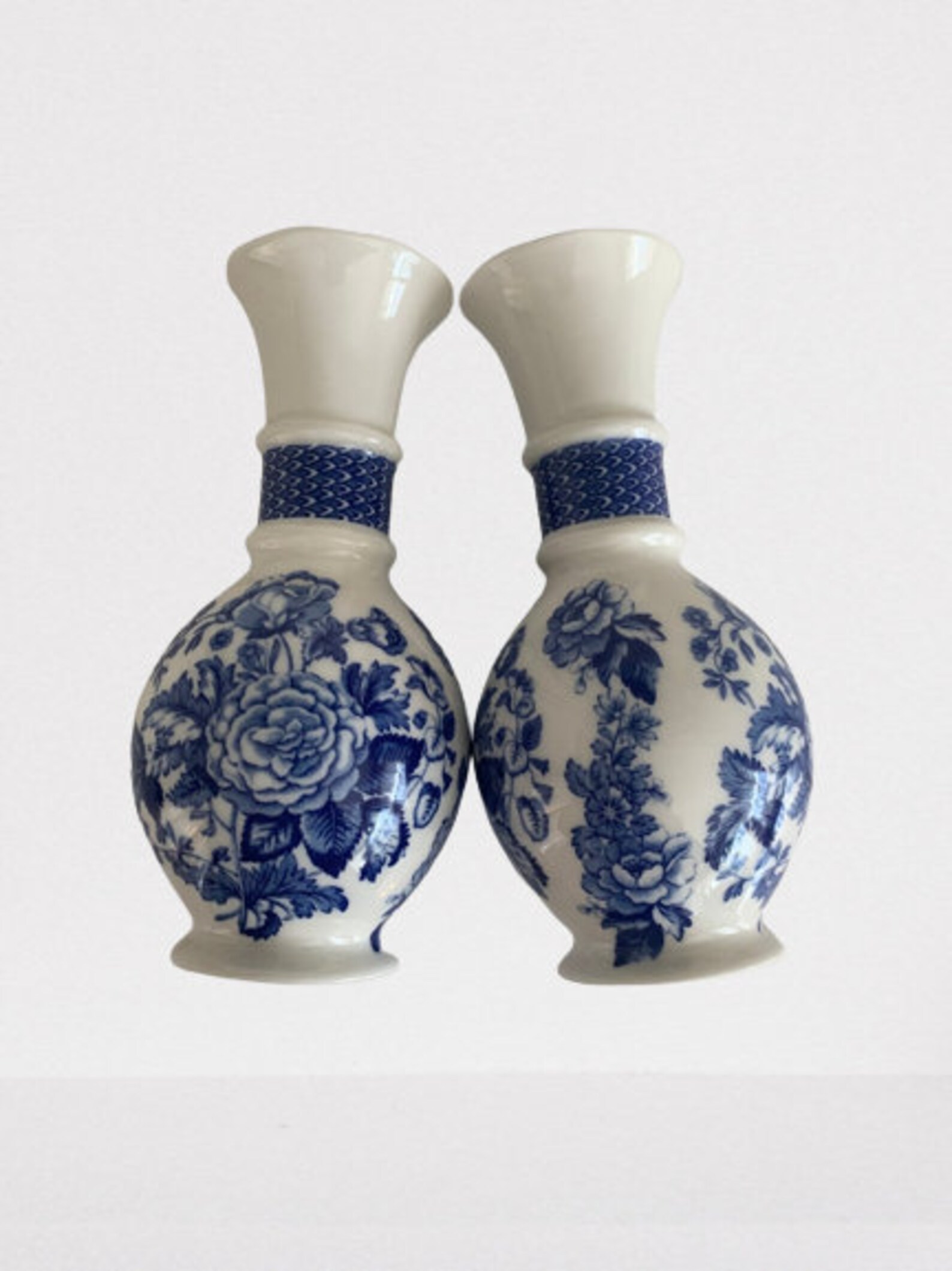 Spode Blue and White Vases Set of 2 // Contemporary Vintage Etsy
