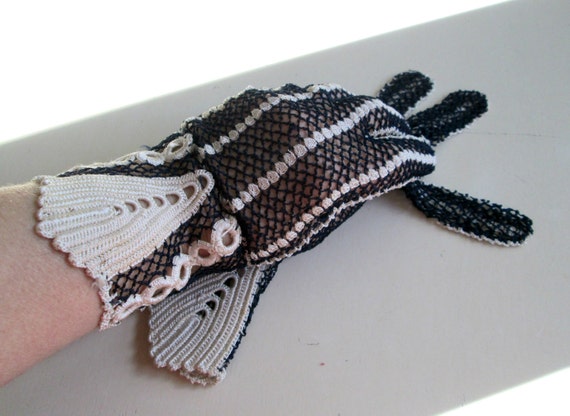 Victorian Handmade Lace Gloves - image 1