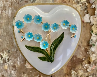 Enamel Heart Trinket Ring Box Vintage George Good