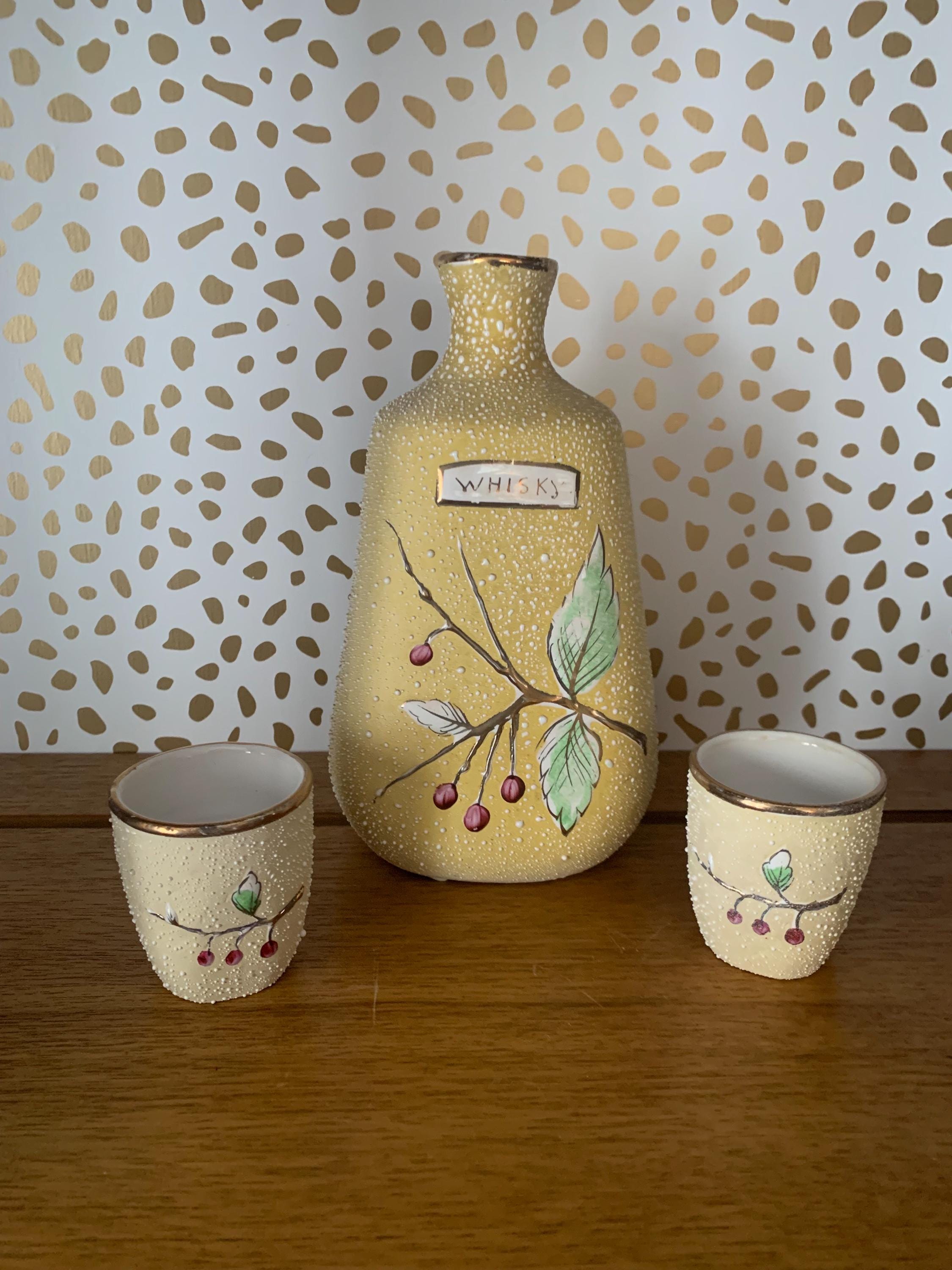 工芸品 MCM Decanter MCM Speckled Sake' Whiskey Decanter Cups Set - Etsy Hong Kong