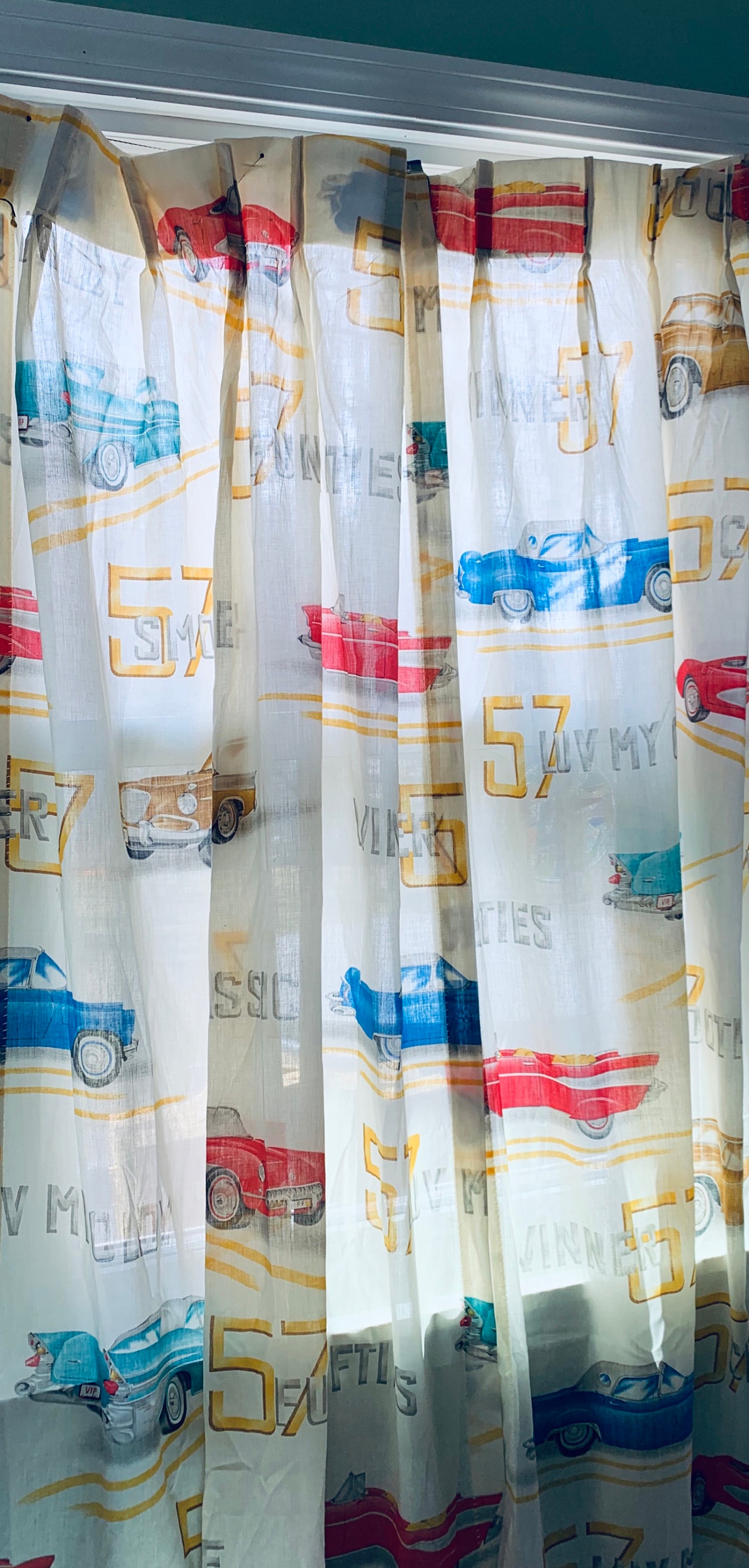 Classic Vintage Cars Curtain Drapes Set of 4 Panels 1960s Etsy