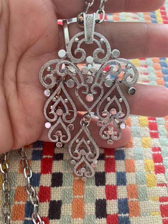 Trifari Triple Chain Pendant Necklace - image 5