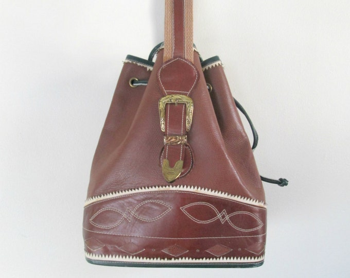 Vintage Western Bucket Bag // Drawstring Crossbody Satchel Etsy