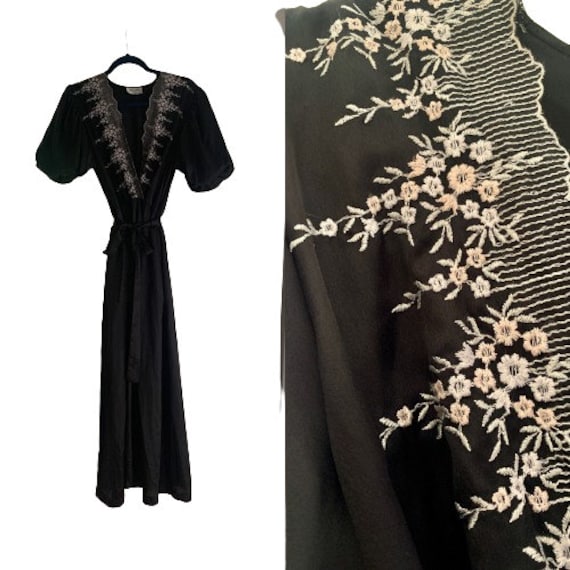 SALE - Dior Lingerie Black Embroidered Robe - image 2