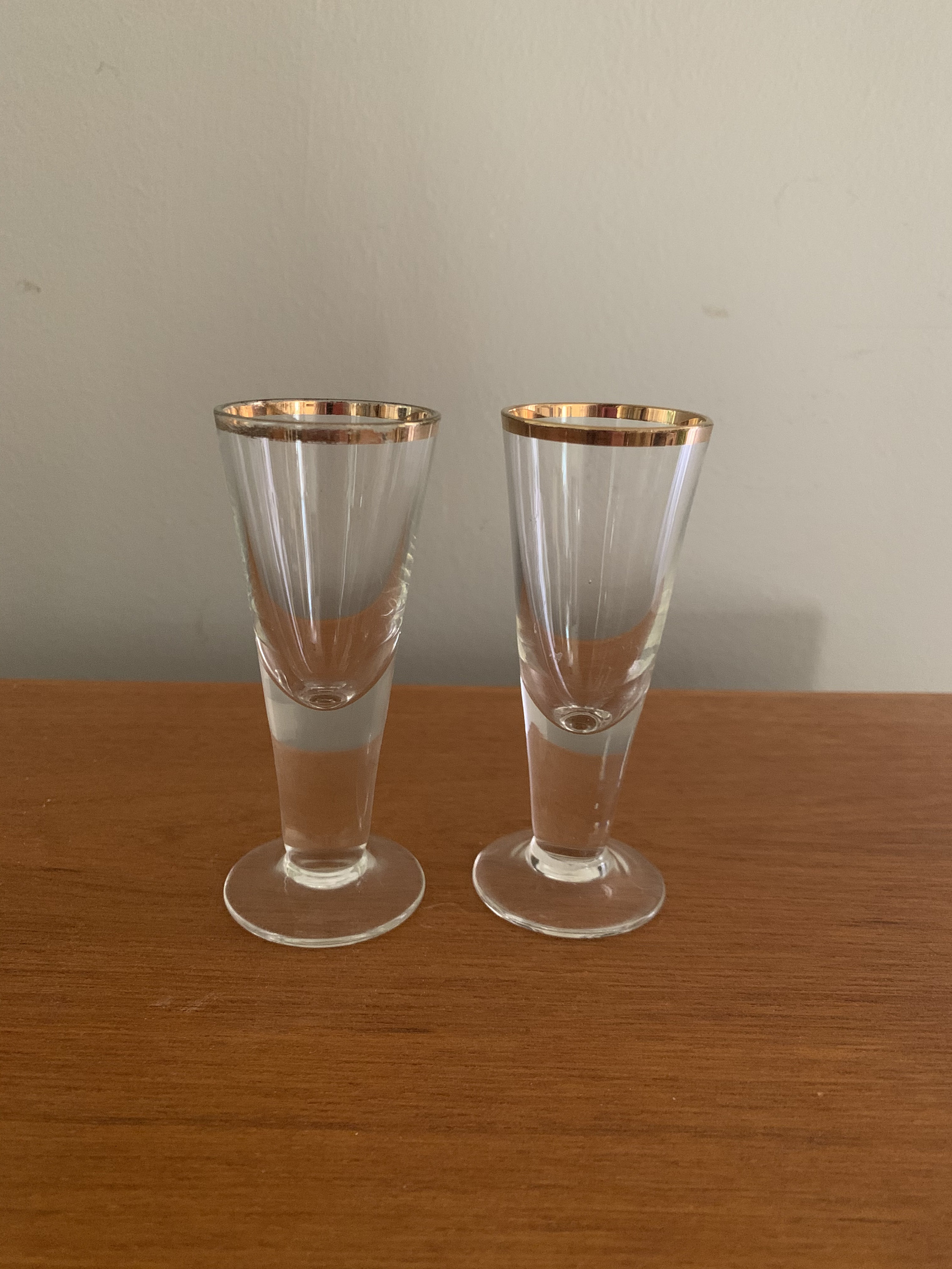Mid Century Footed Cordial Glasses // Gold Trim Shot Glass Etsy