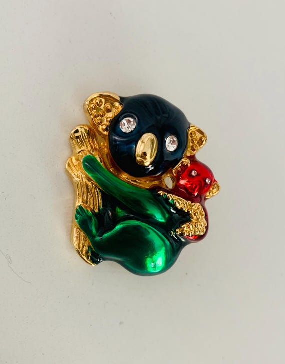 Enamel Koala Bear Mom and Baby Brooch Pin