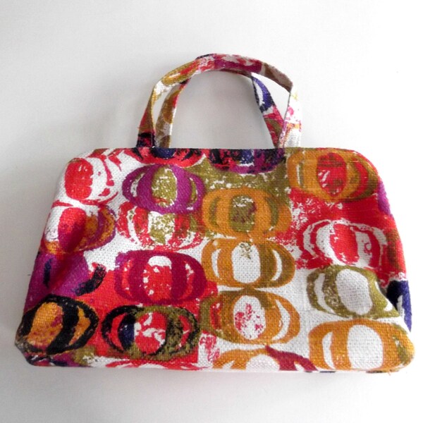 1960s Toiletries Makeup Travel Case Op Art / Mod Design Purse Tote Handbag