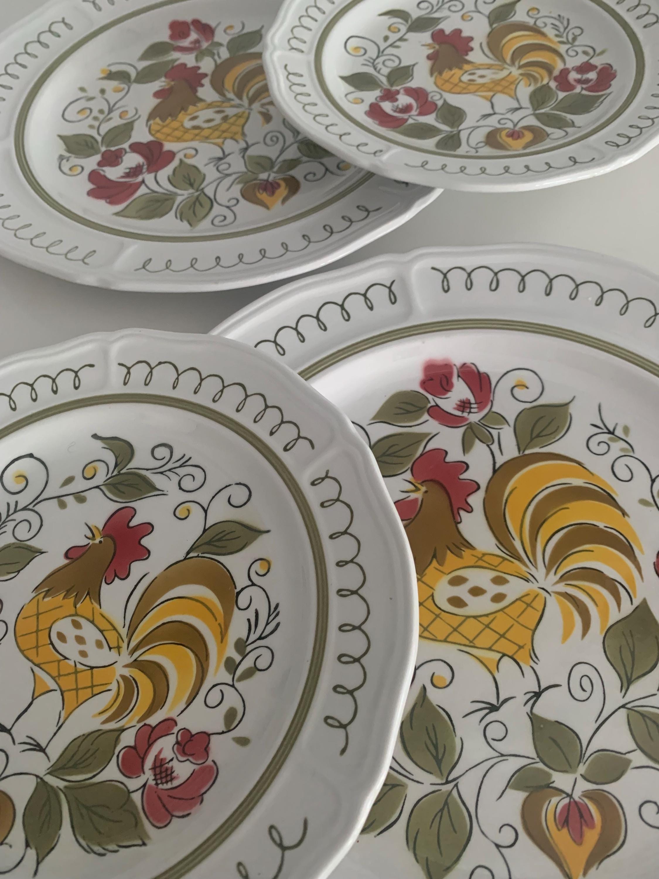 Mikasa Terra Stone Rooster Design Dinnerware Japan Detergent Oven