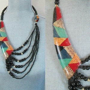 Jaren 1980 Snakeskin Beaded Statement Ketting