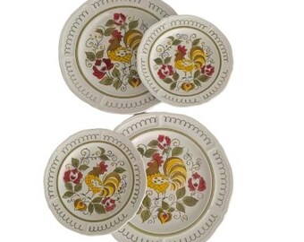 Mikasa Terra Stone Rooster Design Dinnerware Japan Detergent Oven