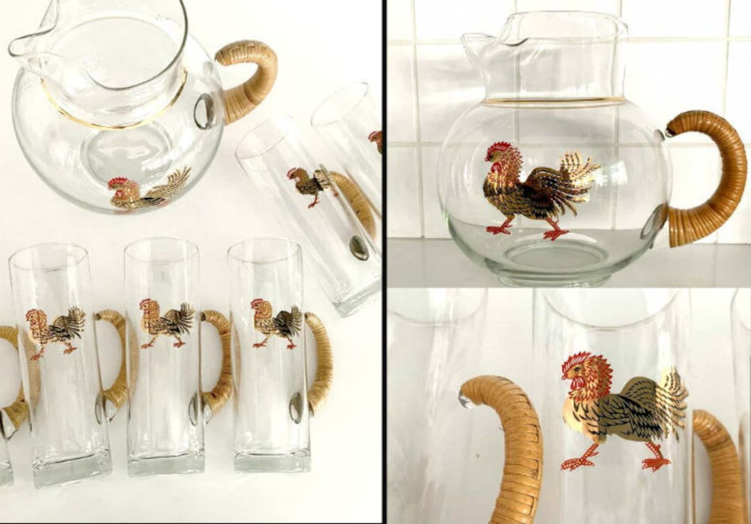 ミッドセンチュリー ルースター ガラス ピッチャー ドリンク セット