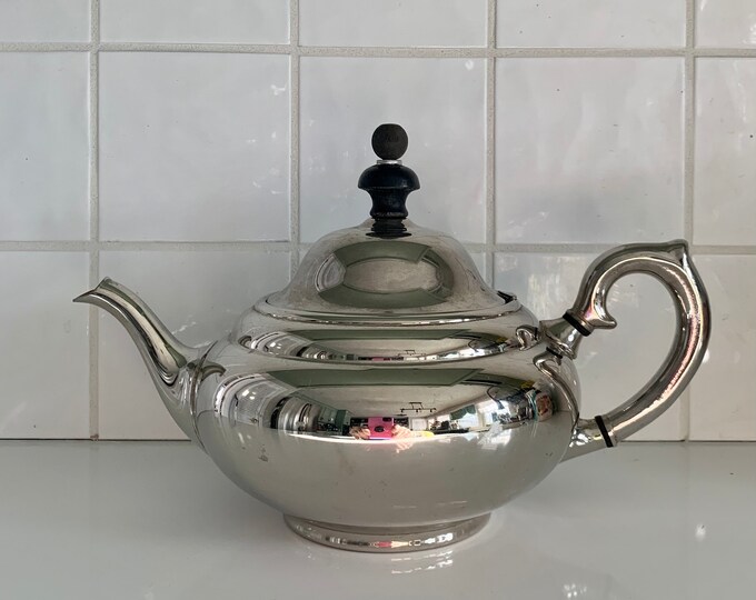 Four Cup Tea Ball Tea Pot // Landers Frary and Clark Silver Kettle Etsy