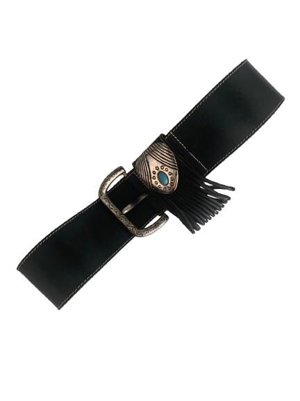 Furla Leather Black Wide Black Belt Silver Buckle XS-S Italy 70 Furla Patent Leather Black Wide Black Belt Silver Buckle S  main image 3