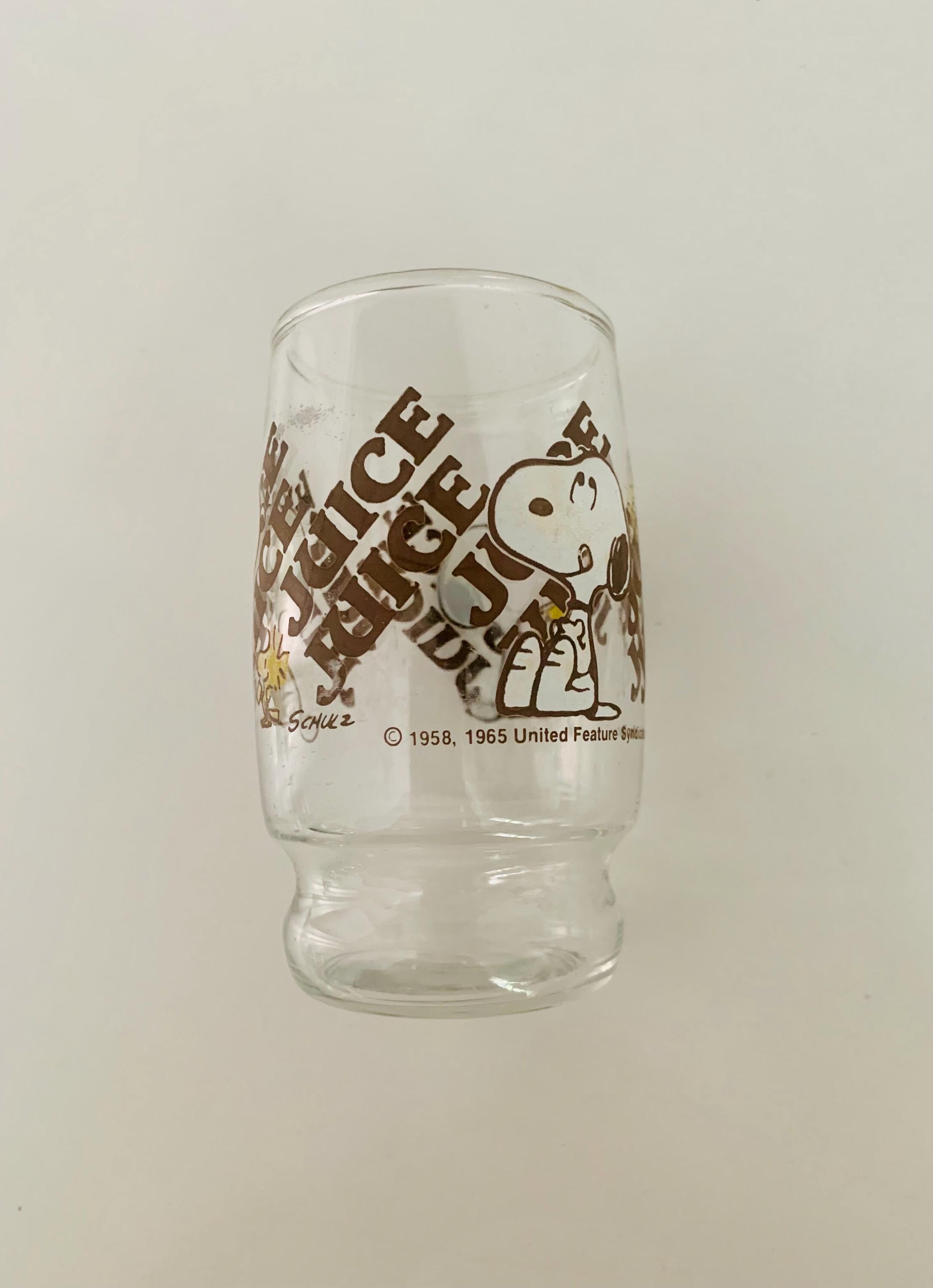 激レア！SNOOPY＆ウッドストック　フルーツ柄グラス＆バナナコースター　未使用 1960年代 スヌーピー ウッドストック ジュースグラス 廃盤コレクターズ