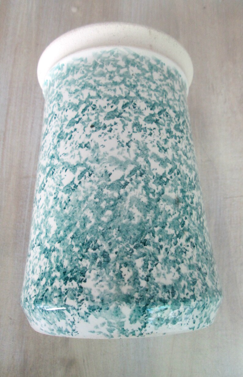 Blue & White Spongeware Pottery Large Vase Planter Kitchen Etsy