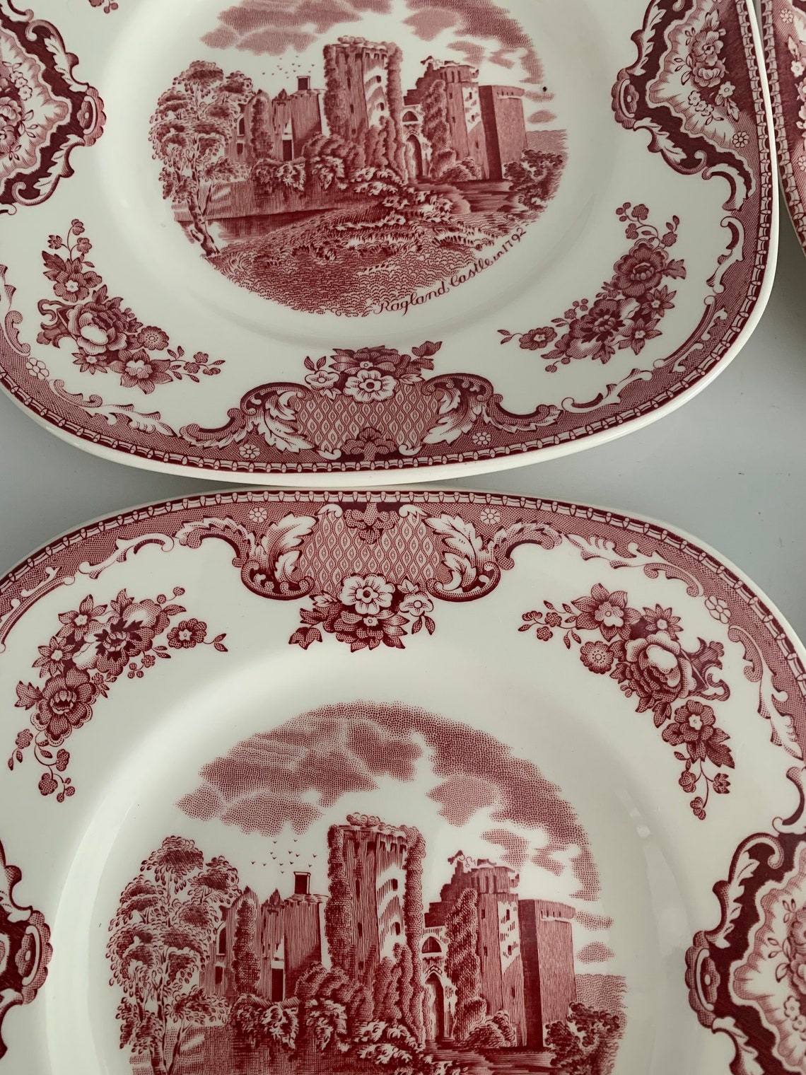 Johnson Bros Pink Transferware Plates Set of Four // Ragland Etsy