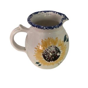Sunflower Pottery Pitcher 1990s Vintage Home and Garden