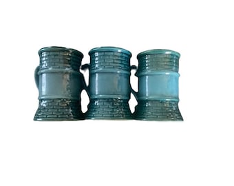1970s Teal Ceramic Ardco Mugs //  Set of 3 Kitchen Home Cups Made in Japan