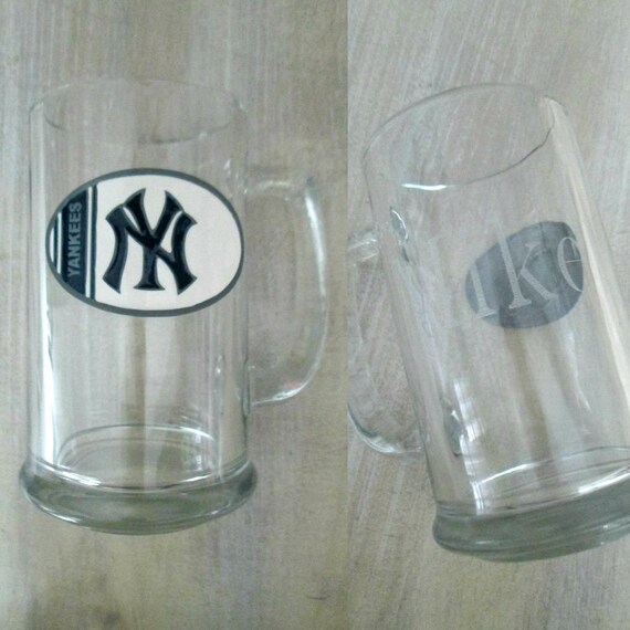 New York Yankees Beer Glass Mug Engraved Name Mike Vintage Etsy
