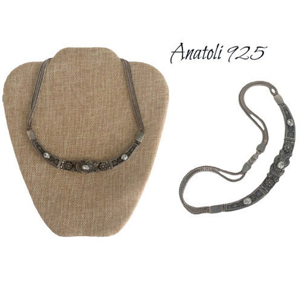 Anatoli Silver Modern Victorian  Necklace // 925 Sterling Jewelry