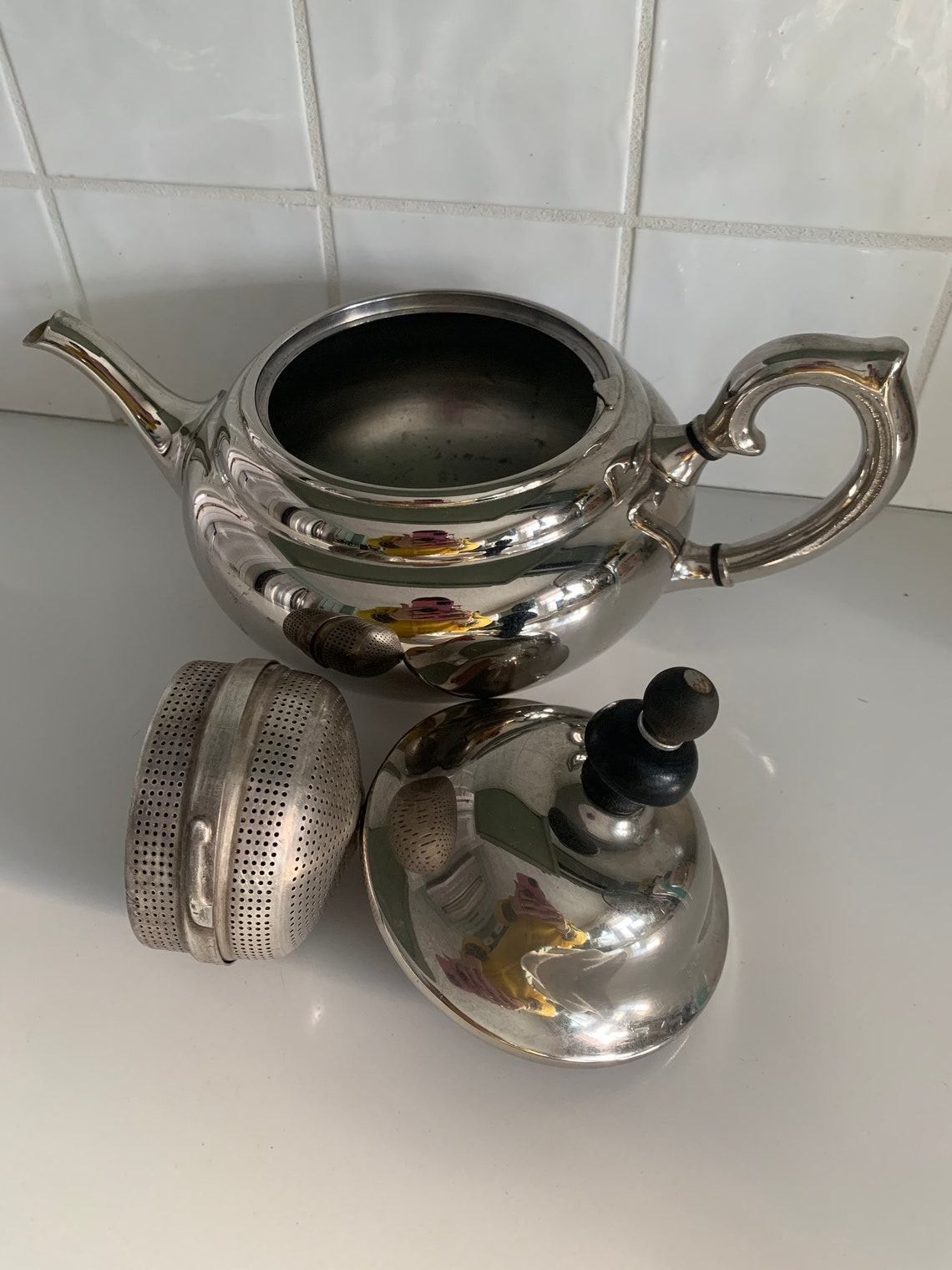 Four Cup Tea Ball Tea Pot // Landers Frary and Clark Silver Etsy