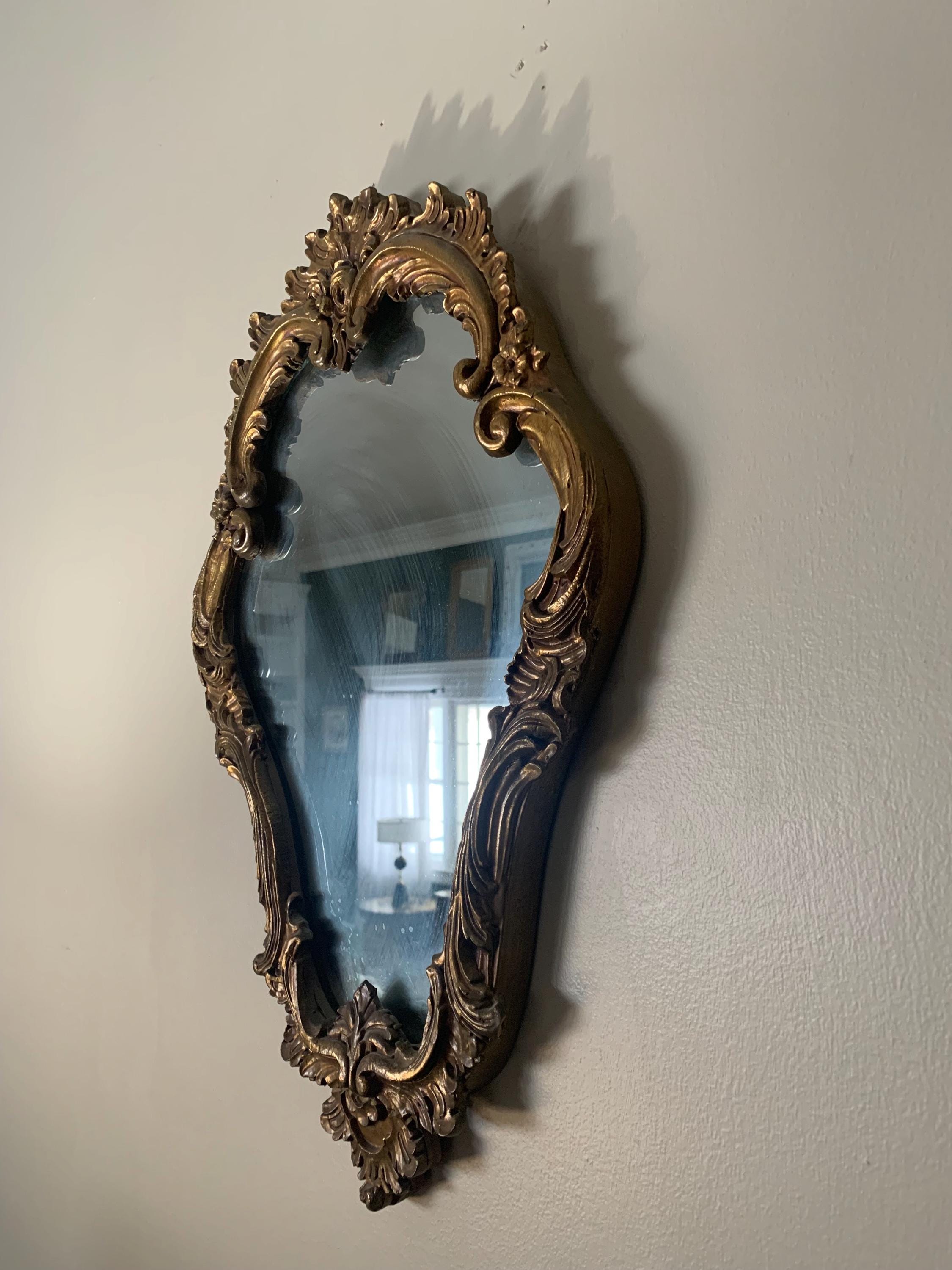 アンティークフィレンツェ風ゴールド木製彫刻ミラー 24 x 16インチ