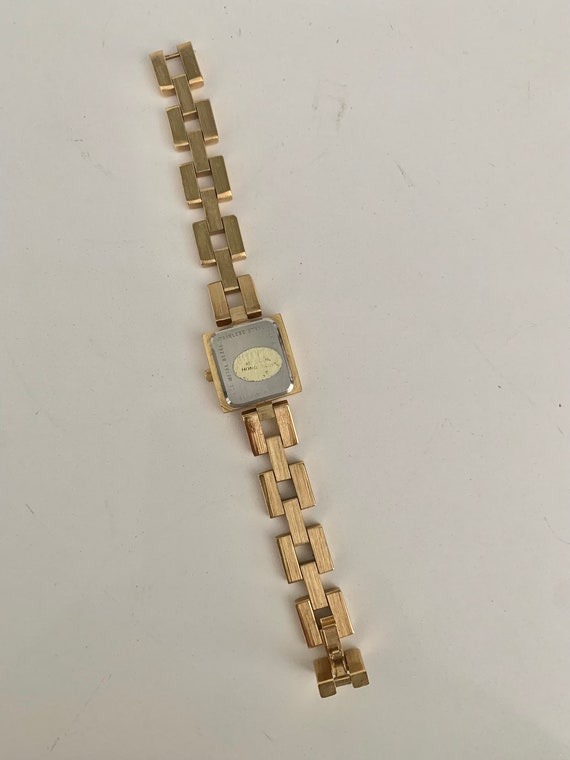Chunky Gold Link Bracelet Wristwatch // Vintage L… - image 10