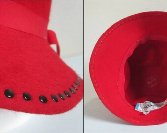 Red Felt Wool Cloche Mr. John Classic Studded Winter Hat - Etsy display picture 3