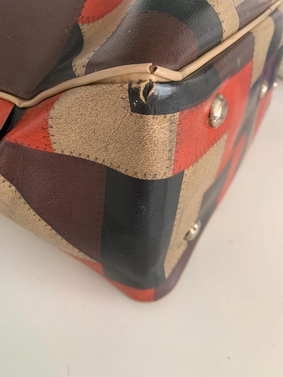 Vinyl Patchwork Duffel Bag Overnight Luggage - image 6