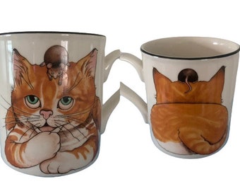 Arthur Wood Calico Cat Mouse Mug Vintage 1980s Coffee Tea Cup