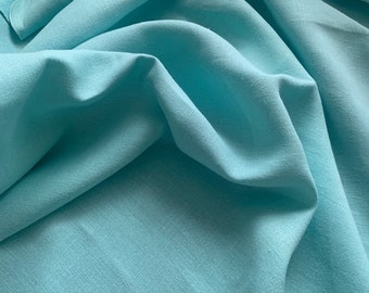 Cotton Linen Turquoise Scalloped Tablecloth // Vintage MCM 1960s Table Linens