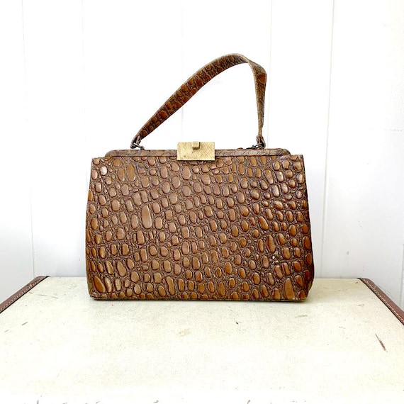 A*.様 50s シードバッグ ヴィンテージ 1950s 1960s Faux Crocodile Handbag // Vintage Mid Century Air Step