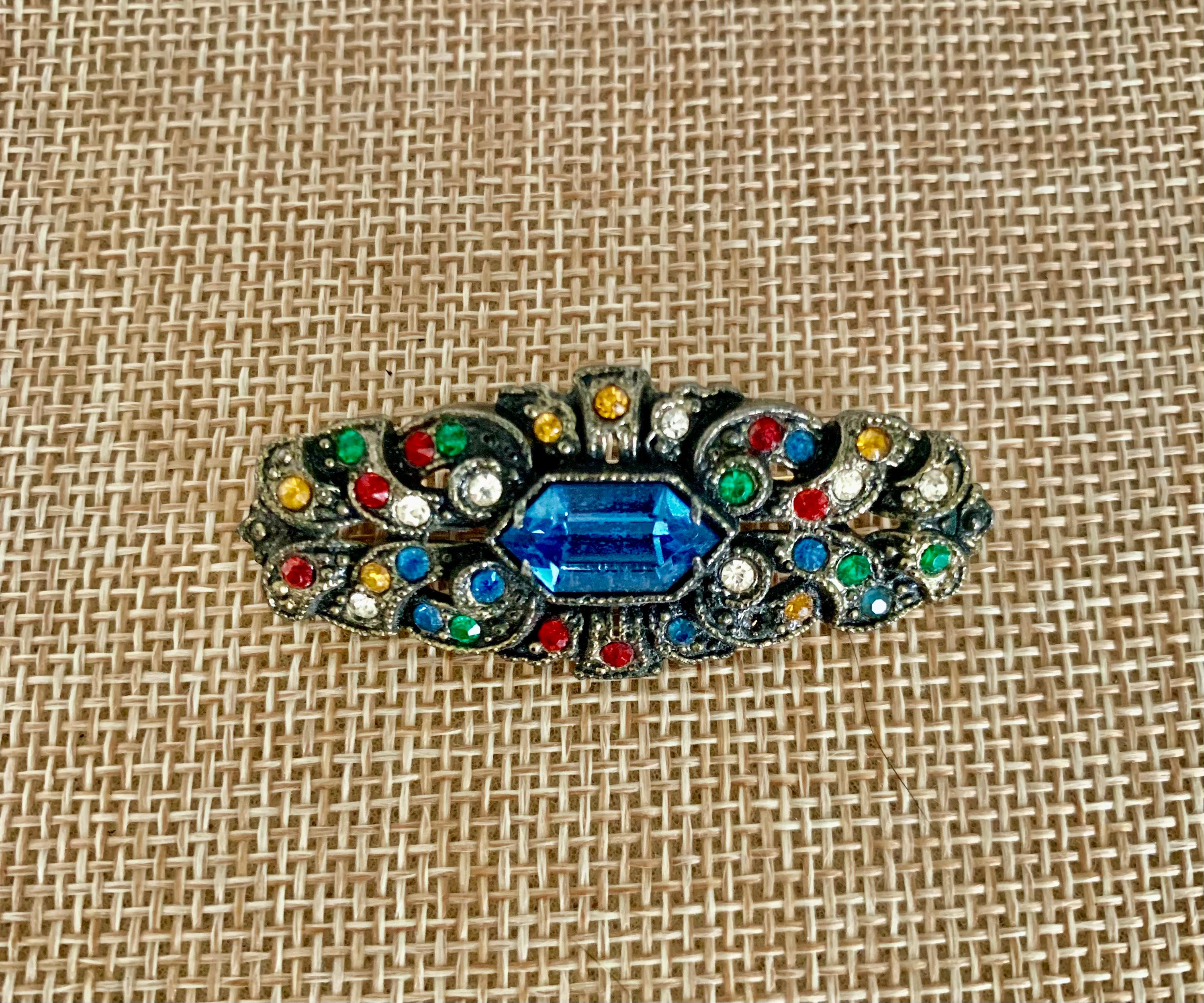 チェコガラス マルチカラーストーン ブローチ - Etsy 日本