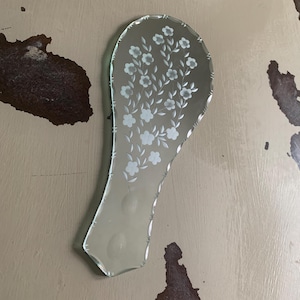 1940s 1950s Beveled Etched Glass Mirror