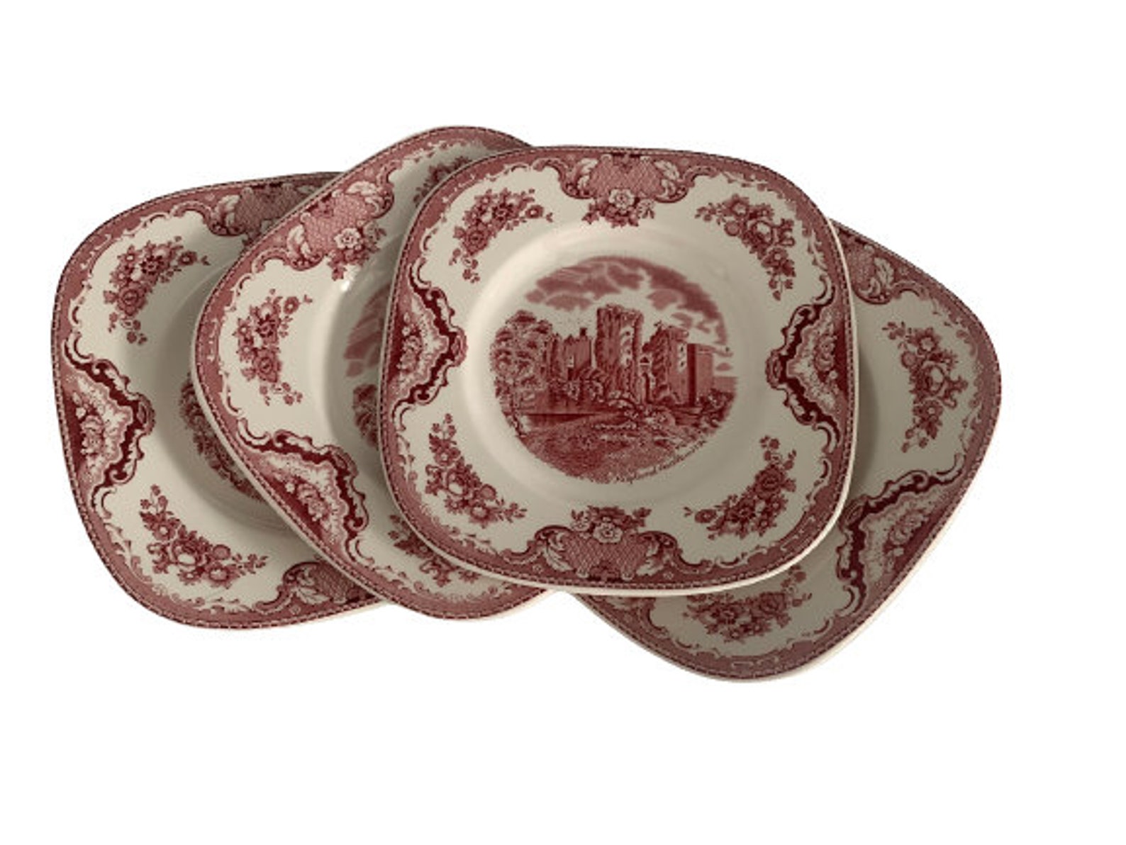 Johnson Bros Pink Transferware Plates Set of Four // Ragland Etsy