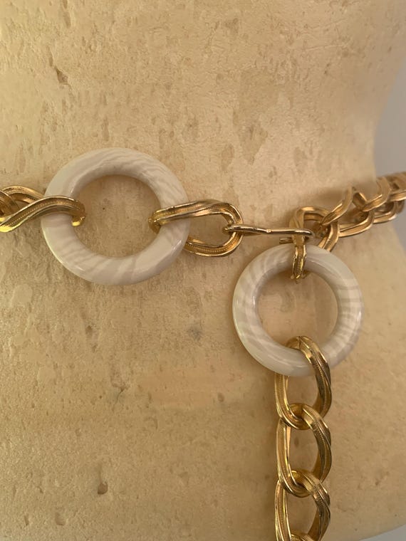 Lucite Rings Gold Chain Tassel Belt - image 5