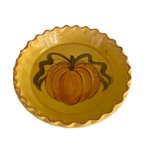 Pumpkin Pie Ceramic Pie Plate 1971 Los Angeles Potteries Ovenware Plate