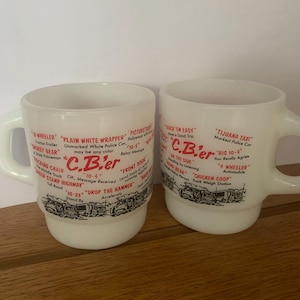 Fire King Milk Glass Truckers Mugs Set of 2