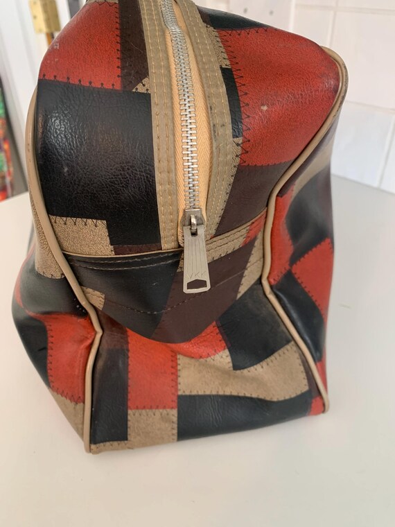 Vinyl Patchwork Duffel Bag Overnight Luggage - image 3