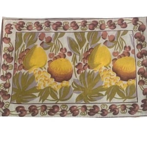 1970s Cotton Fruit & Flowers Placemats set of 3
