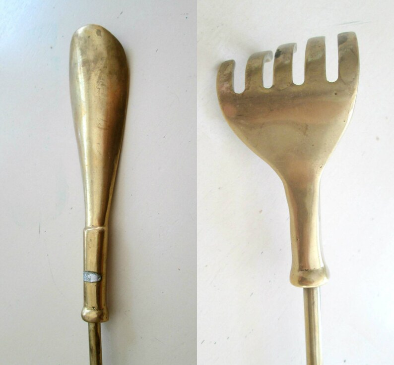 Brass Shoe Horn Back Scratcher Combo Etsy
