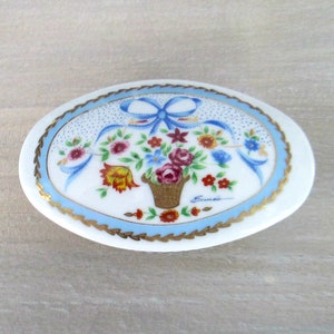 Limoges Royal Porzellan Bedeckt Trinket Schale / Blumenkorb signiert Emee&#39;