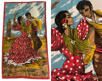 Vintage Cotton Flamenco Dancers Towel