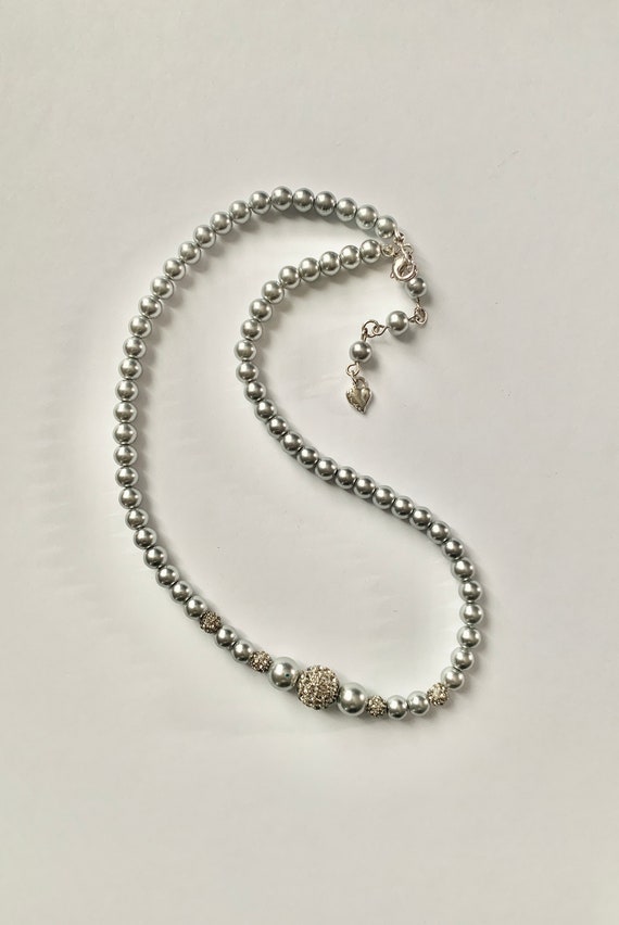 Carolee Silver Pearl Rhinestone Choker Necklace
