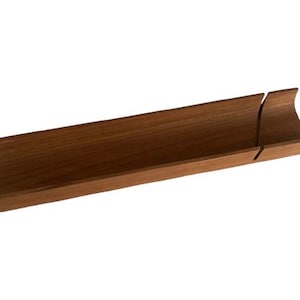May include: A wooden serving tray with a curved design. The tray is made of two pieces that fit together.
