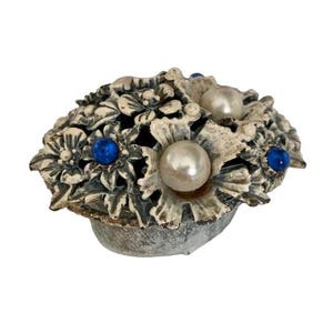 Florenza Bejeweled Metal Flower Ring Box